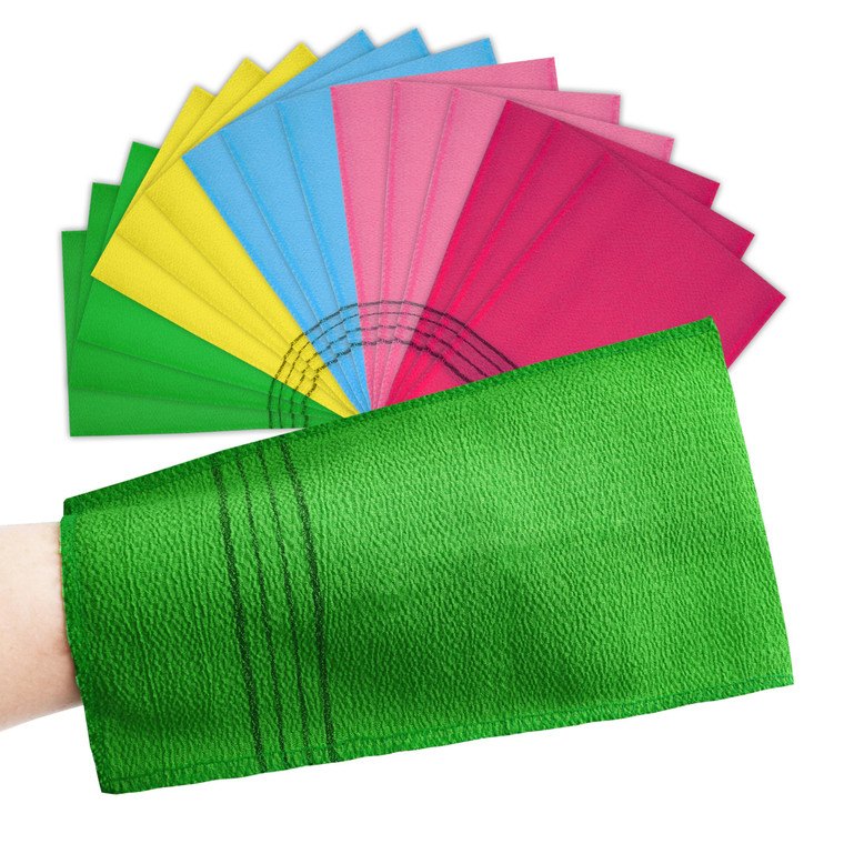 15 Pcs Korean Exfoliating Mitt, 9*5.5 in Gentle Exfoliating Korean Scrub Mitt, Large Korean Washcloth Exfoliating, Colorful Korean Body Scrubber for
