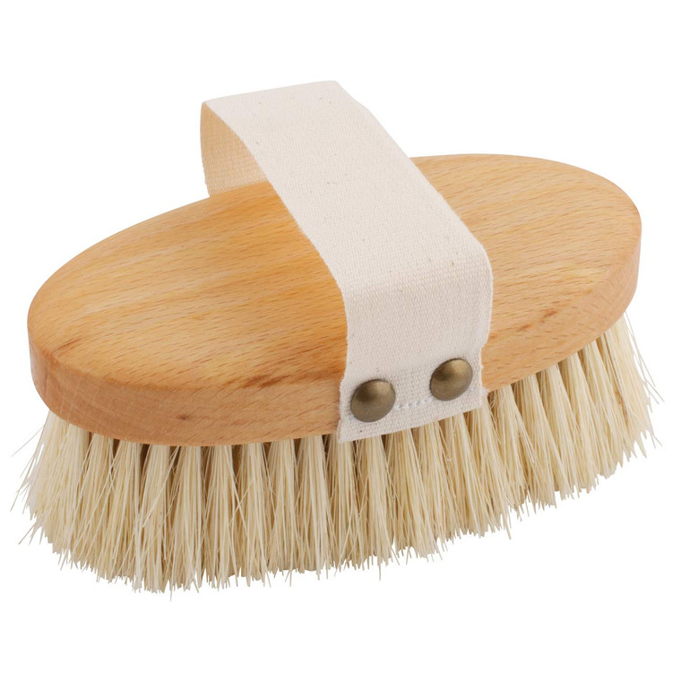Redecker Tampico Fiber Massage Brush, Oiled Beechwood Handle and Extra-Long Cotton Strap, 5-3/8 inches, Made in Germany