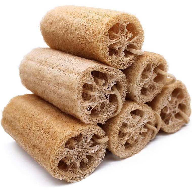 Natural Loofah Sponge, METLUCK 6 Pack Organic Real Loofah Exfoliating Body Scrubber Luffa Sponge Natural Loofah Bulk for Men Women in Bath Shower Dee