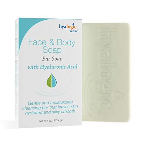 Hyalogic Face & Body Cleansing Bar Soap 4oz - Hydrating Hyaluronic Acid Cleanser - Fragrance Free, Non-Irritating, Vegan Friendly HA