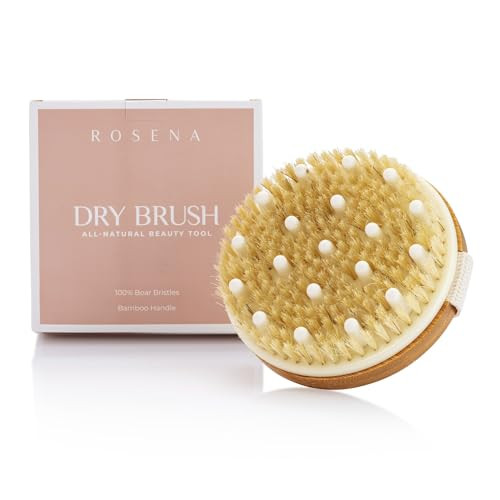 Dry Brushing Body Brush - Best for Exfoliating Dry Skin, Lymphatic Drainage and Cellulite Treatment - Organic Spa Exfoliation and Massage Scrub Brush