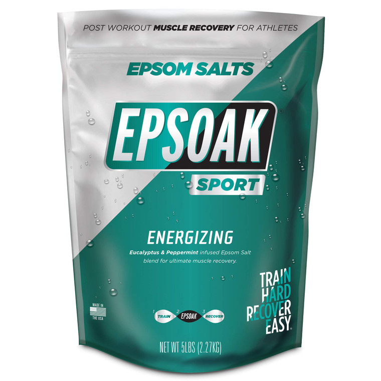 Epsoak Sport: Epsom Salt Soak for Athletes  Fast-Dissolving Magnesium Sulfate with Eucalyptus & Peppermint Oils  Energizing Muscle Relief & Post-Wo