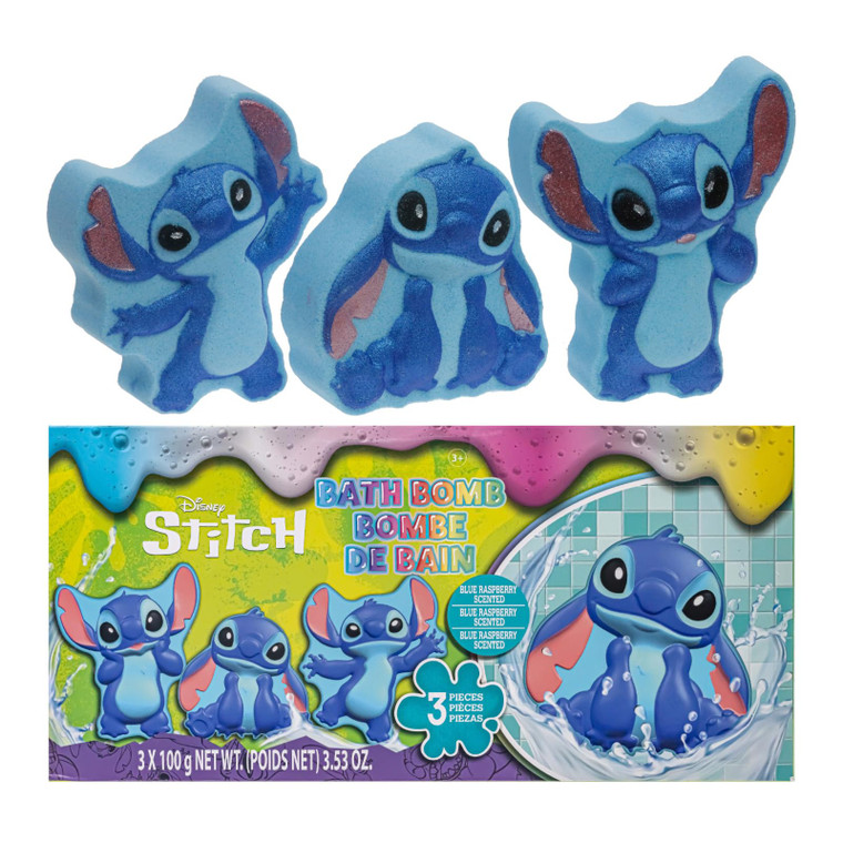 Stitch Bath Bombs for Kids, Fun Bright Rainbow Colors, Raspberry Scented for Kids, Ages 3+, by Townley Girl