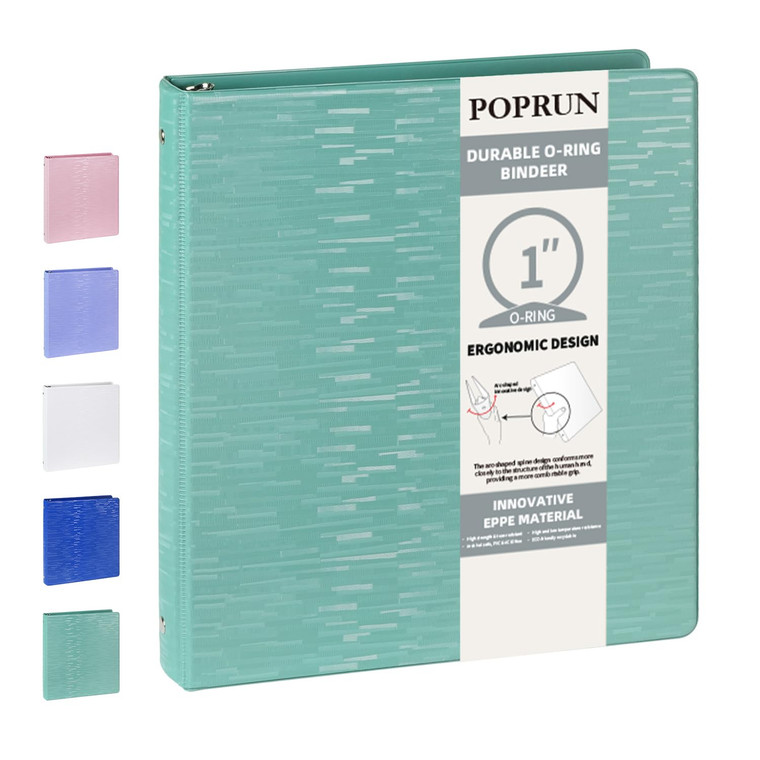 POPRUN 3 Ring Binder 1.5 Inch, PVC-Free, Holds 325 Sheets of 8.5 x 11 Paper, Extra Durable Organizer with 2 Pockets for School & Office, Heavy-Duty,