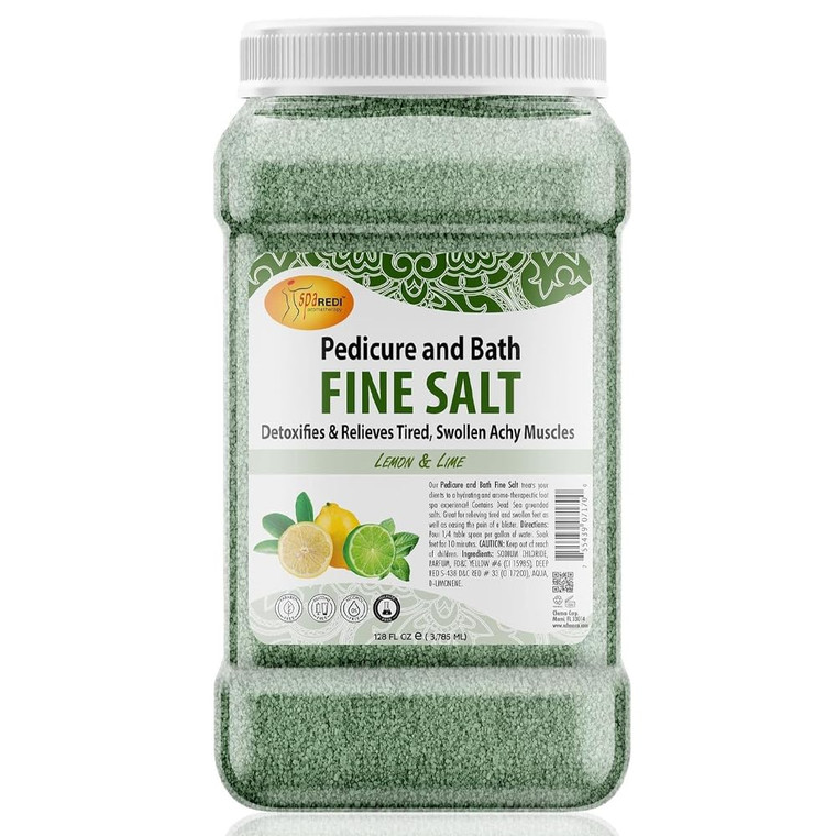 SPA REDI - Detox Foot Soak Pedicure and Bath Fine Salt, Lemon and Lime,128 Oz - Made with Dead Sea Salts, Argan Oil, Coconut Oil, and Essential Oil -