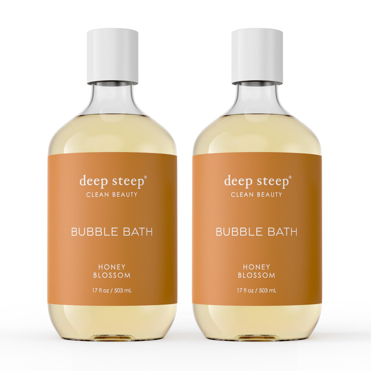 Deep Steep Bubble Bath, Honey Blossom 17 oz (Pack of 2)  Hypoallergenic, Clinically Tested Soothing Soak with Shea Butter & Argan Oil  Sulfate-Free