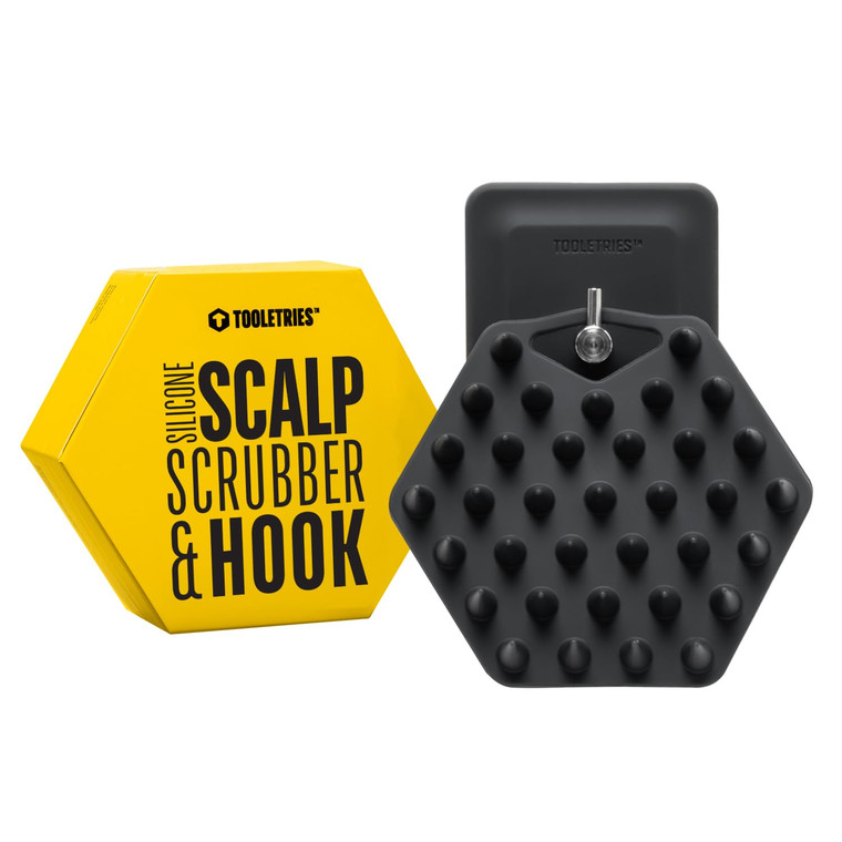 TOOLETRIES Scalp Scrubber & Hook - Silicone Exfoliating Hair Scrubber for Men, Bath & Shower Accessories - Features Silicone-Grip Technology, Removab