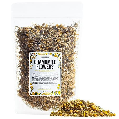 Dried Chamomile Flowers Bulk - Edible Dry Flowers for Relaxing Chamomile Tea - Dried Flowers for Soap Making, Chamomile Herbs Petals for Bath, DIY Sa