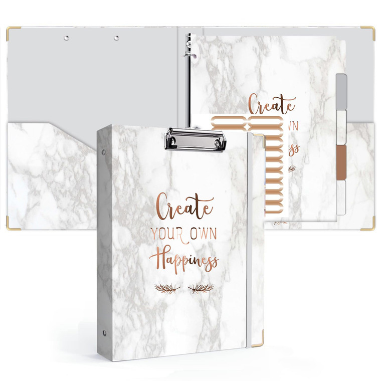 3 Ring Binder 1 Inch, Cute Binder with 5 Tab Dividers, 3 File Folder Labels, and Clipboard Binders with 2 Pockets- Decorative 3 Ring Binder Perfect f