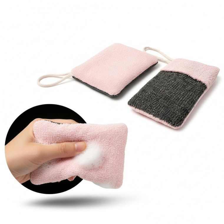 Evelots Soap Saver Sponge with Pocket - 3 Pack Terrycloth Plus Exfoliating Side for Cleansing Bar Soap -No More Wasted Soap Bits -Includes Sponge and