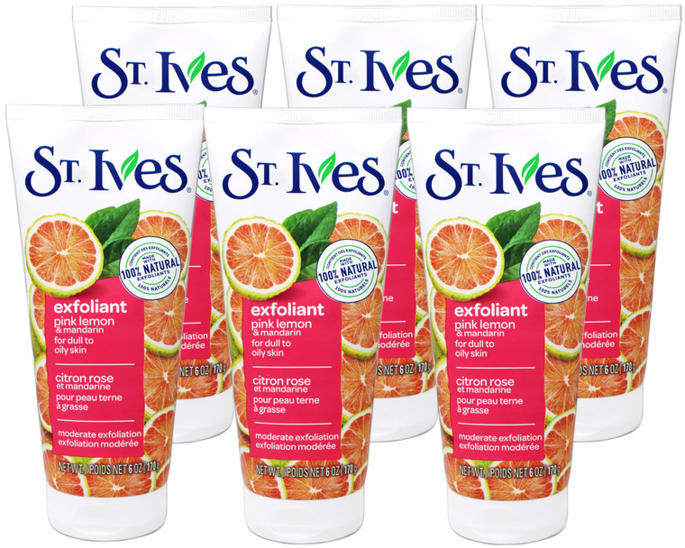 St. Ives Radiant Skin Pink Lemon and Mandarin Orange Face Scrub 6 oz (Pack of 6)