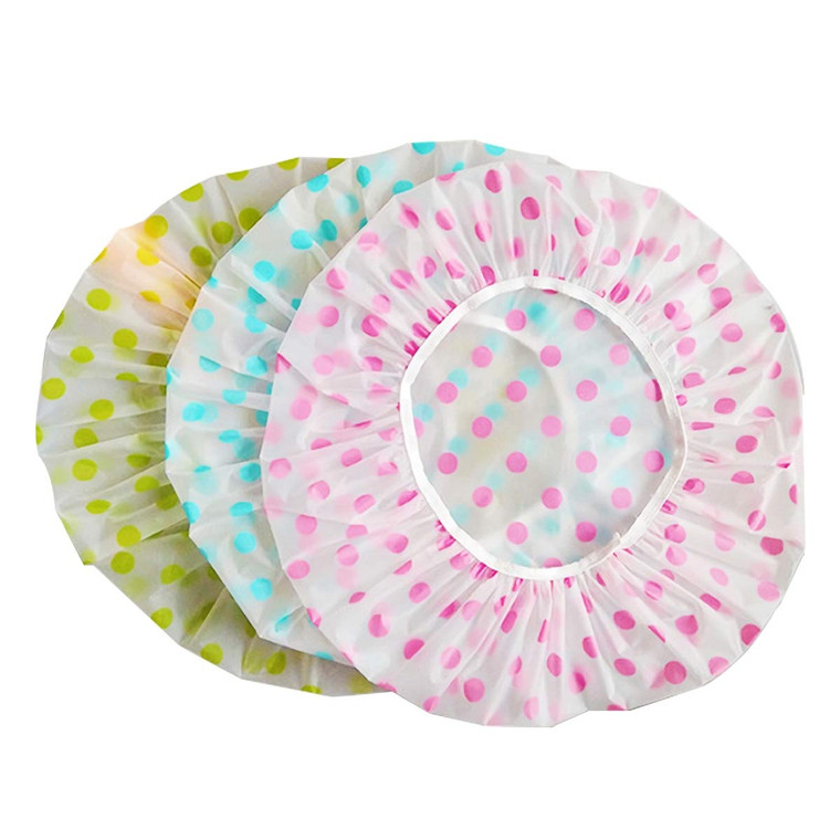TCOTBE 6 Pieces Waterproof EVA Plastic Shower Cap,Elastic Reusable Bathing Cap,Beauty Salon Spa Lace Elastic Band Flower Printed Hat Environmental Pr