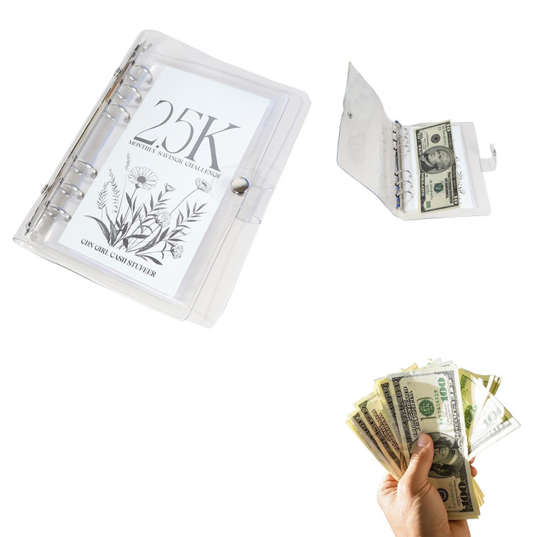 12 Month Money Saving Challenge Binder with Cash Envelopes, Achieve Your Savings Goals with Our 2.5K Savings Challenge Organizer
