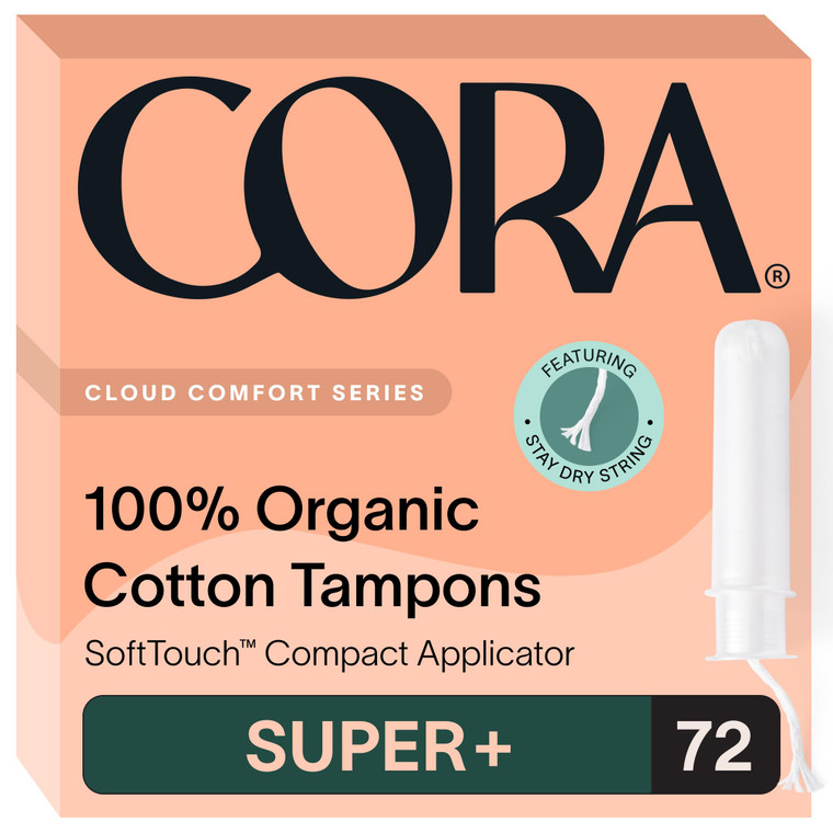 Cora Organic Cotton Tampons (72 Super Plus Tampons)