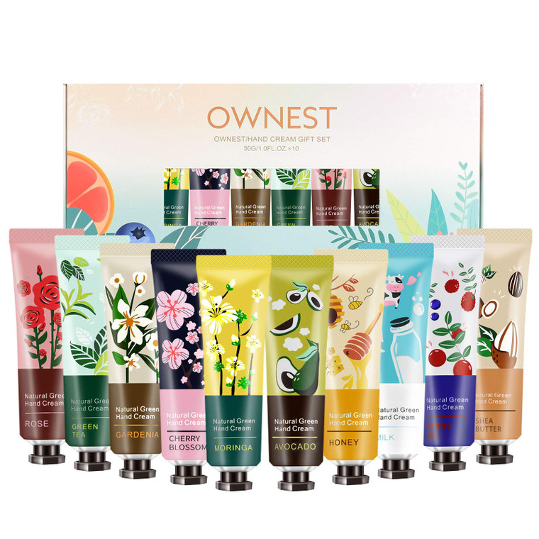 Ownest 10 Pack Hand Cream Kit, Plant Fragrance Moisturizing Hand Care Cream, Hydrating Formula Hand Lotion for Dry Crack Skin, Protable Travel Size,