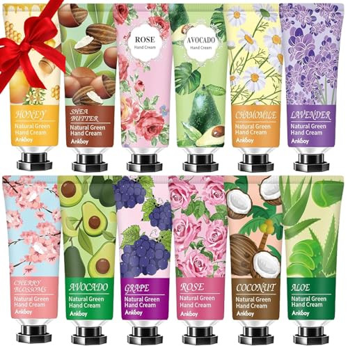 ANKOOY 12 Pack Hand Cream for Dry Cracked Hands,Valentines Day Gifts for Her,Galentines Gifts for Women, Natural Hand Lotion Travel Size,Mini Lotion