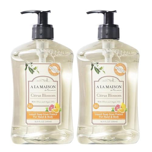 A LA MAISON French Liquid Hand Soap, Citrus Blossom - Natural Hand Wash Made with Essential Oils - Biodegradable, Plant-Based, Vegan, Cruelty-Free, A