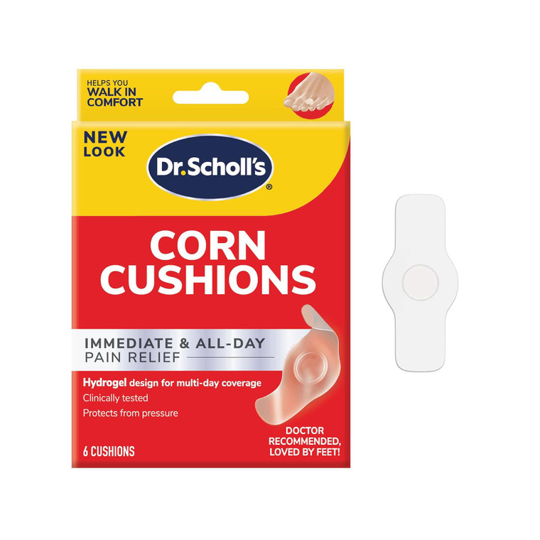 Dr. Scholl's CORN CUSHION With Hydrogel Technology, 6ct // Cushioning Protection Against Shoe Pressure and Friction that Fits Easily In Any Shoe for