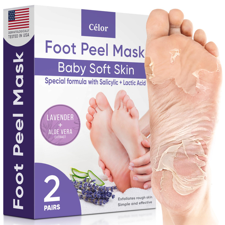 Foot Peel Mask - Foot Mask for Baby Soft Skin - Remove Dead Skin, Dry, Cracked Feet & Callus, Foot Spa, Made with Aloe Vera Extract for Women and Men