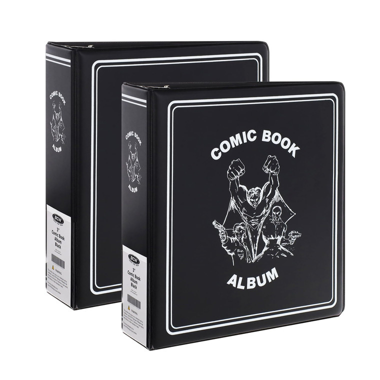 BCW 3in Comic Book Binder - 2ct | Holds Up to 20 Comics | Fits Current & Silver Age | Heavy Duty D-Ring Comic Storage | Clear Spine Pocket| Protect &