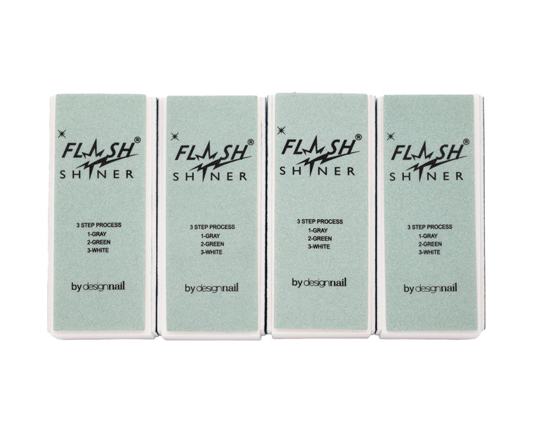 Design Nail Flash Shiner® Block  3-Way Nail Buffer  Pack of 4  Professional Nail Buffer for Natural Shine  Smooths, Conditions & Polishes  Manic