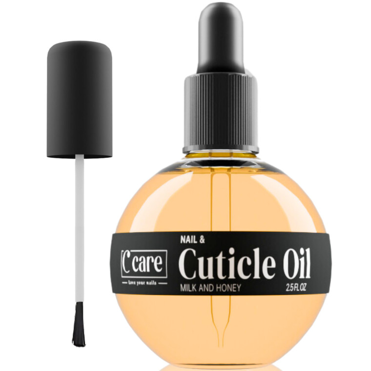 C CARE Cuticle Oil For Nails - Milk and Honey Nail Oil - Repairs Moisturizes and Strengthens Nails and Cuticles Overnight - Dropper & Brush included