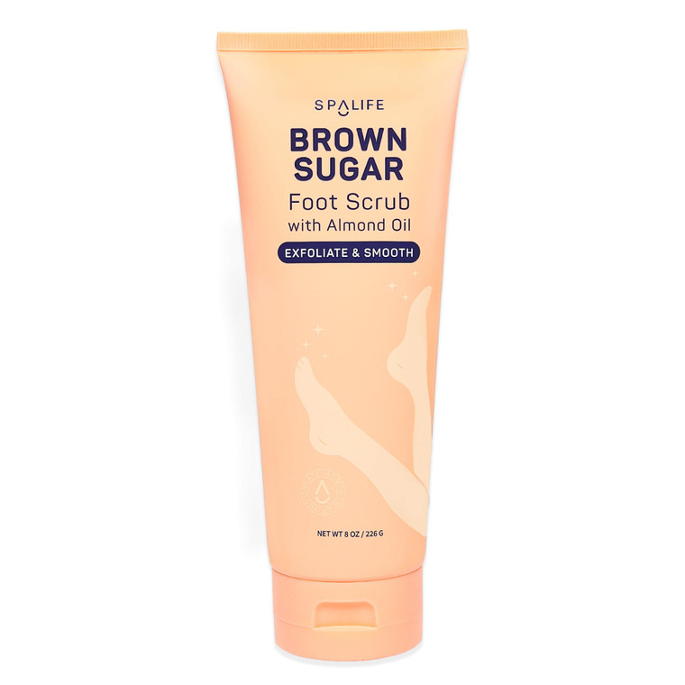 SpaLife Beauty Brown Sugar Foot Scrub  Exfoliating Foot Treatment for Dryness & Roughness  Sugar Scrub for Feet  Made with Shea Butter & Sweet Alm