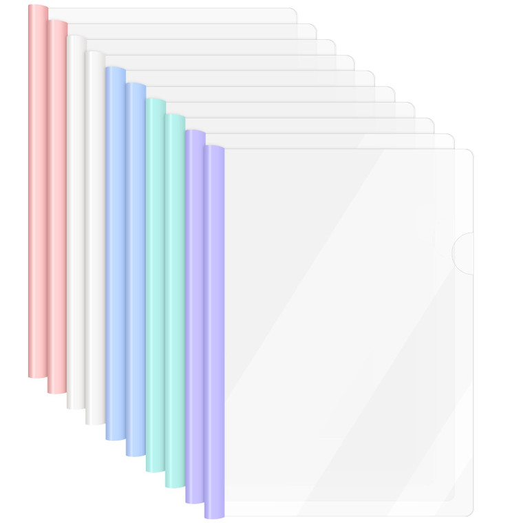 Report Covers with Sliding Bar, 10Pack 100 Sheet Capacity 8mm Clear Report Folde for A4 and Letter Size Paper, Resume Covers Presentation Folders Fil