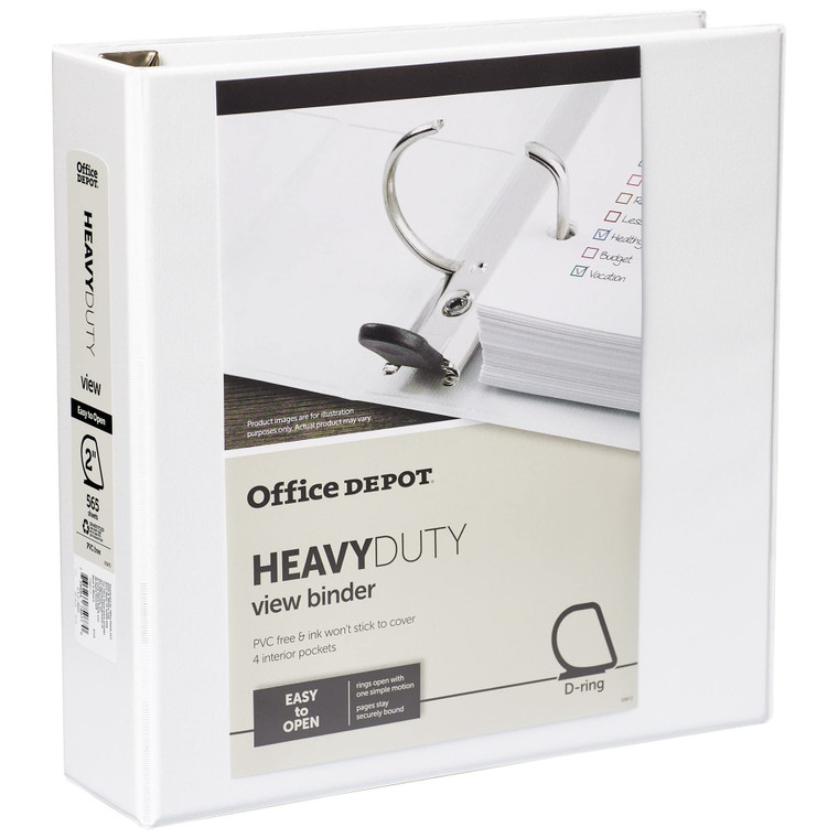 [IN] PLACE Heavy-Duty D-Ring View Binder, 2in. Rings, 100% Recycled, White, OD03104