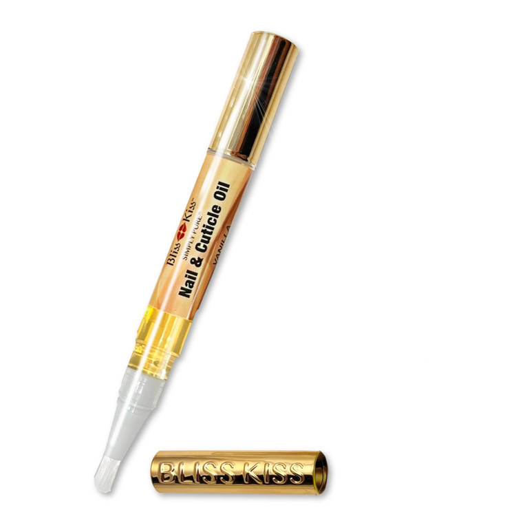 Bliss Kiss | 1 Vanilla Fragrance | Nail Oil Cuticle Pen w/Vitamin E & Jojoba?Nail Strengthener Nail Growth Serum for Brittle Peeling Breaking Thin Na
