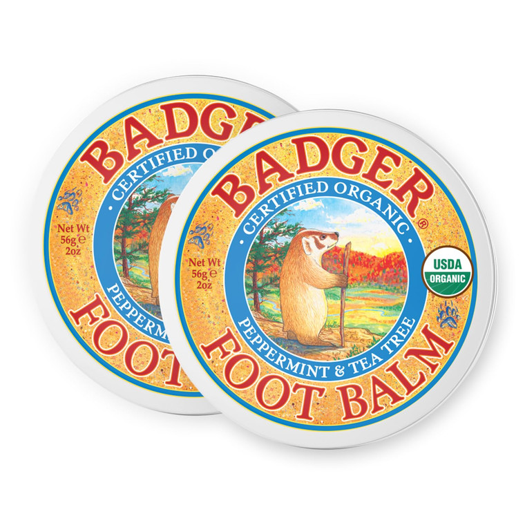 Badger Foot Balm, 100% Organic Foot Cream for Dry Cracked Heels and Feet, Fast Acting Foot Care for Women & Men, All-Natural Cracked Heel Treatment,