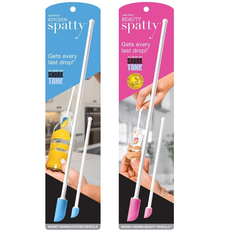 Spatty Daddy Spatula 4 Pack (6 and 12 Inch Blue/Pink Combo) Shark Tank, Small Scraper for Makeup, Stocking Stuffers, Gifts for Women, Adult Stocking