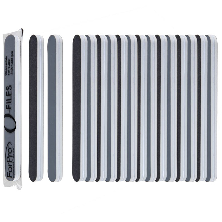 ForPro Professional Collection O-Files Fat Buffer, 240/1200 Grit, Double-Sided Manicure & Pedicure Nail Buffer, Individually-Wrapped, Disposable Nail