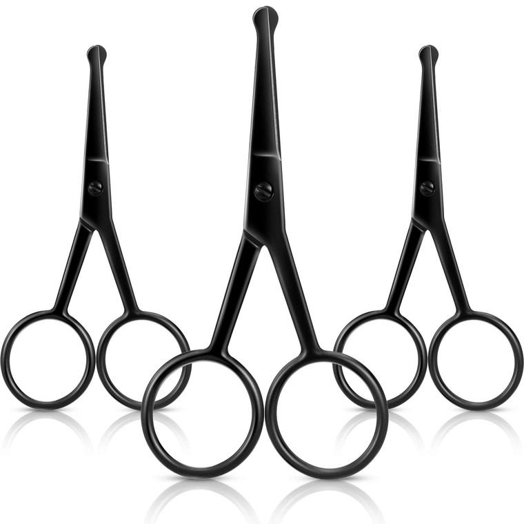 Mudder 3 Pieces Nose Hair Scissors Rounded Tip Scissors Facial Hair Trimming Stainless Steel Blunt Tip Trimmer for Eyebrows, Nose, Moustache, Beard,