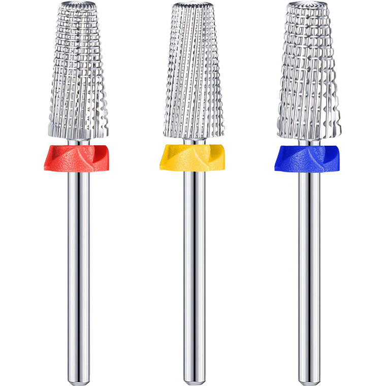 Honoson 3 Pcs Carbide 5 in 1 Nail Drill Bit Set Two Way Rotate Use for Both Left and Right Handed?Xf?F?M 3/32 Inch Drill Nails for Acrylic Nail Gel F