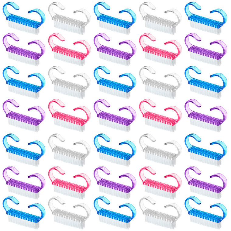200 Pcs Handle Grip Nail Brush Fingernail Scrub Cleaning Cleaner Nail Brushes Scrubber Bulk for Men Women Hands Feet Toes and Nails Pedicure, 4 Color