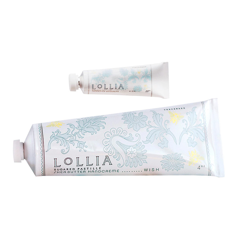 LOLLIA Wish No. 22 Handcreme Bundle, .33 oz. & 4 oz.  Sugared Pastille  Scented Hand Cream for Women, Moisturizing Hand Lotion for Dry Hands, Shea