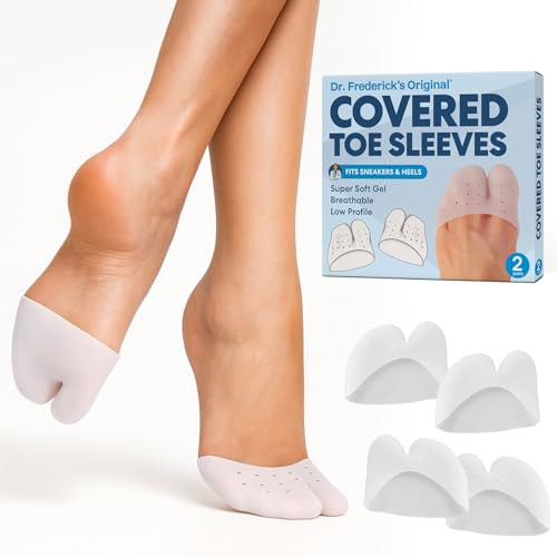 Dr. Frederick's Original All-Day Comfort Toe Sleeves - 4 ct - Gel Toe Caps with Metatarsal Pads for Pain Relief - Breathable Design for Men & Women