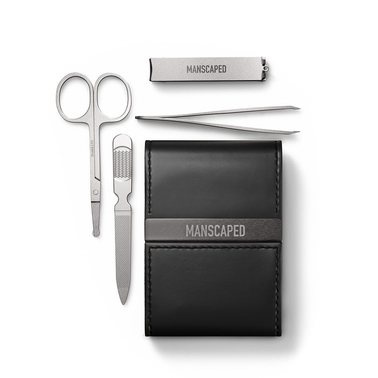 MANSCAPED® Shears 2.0 Tempered Stainless Steel Men's Nail Kit, Fingernail Clippers, Safety Scissors, Tweezers and Nail File, Travel Manicure Pedicure