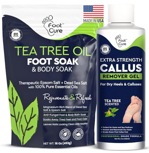Tea Tree Foot Soak & Callus Remover Gel Kit - Extra Strength Callus Remover Gel & Foot Soak With Epsom Salts For Calluses, Dry Cracked Heels, Toenail