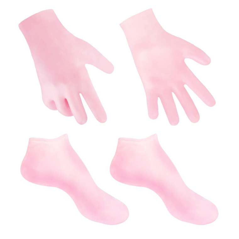MoyRetty 2 Pairs Moisturizing Glove Socks Set, Silicone Gel Spa Socks for Dry Cracked Skin,Silicone Gel Heel Socks Anti Slip,for Foot Hand Softening,