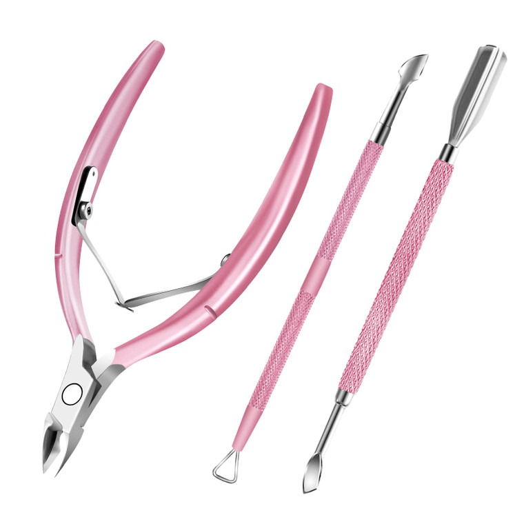 Cuticle Trimmer with Cuticle Pusher and Scissors, Cuticle Remover Professional Durable Pedicure Manicure Tools, Stainless Steel Cuticle Nipper Cutter