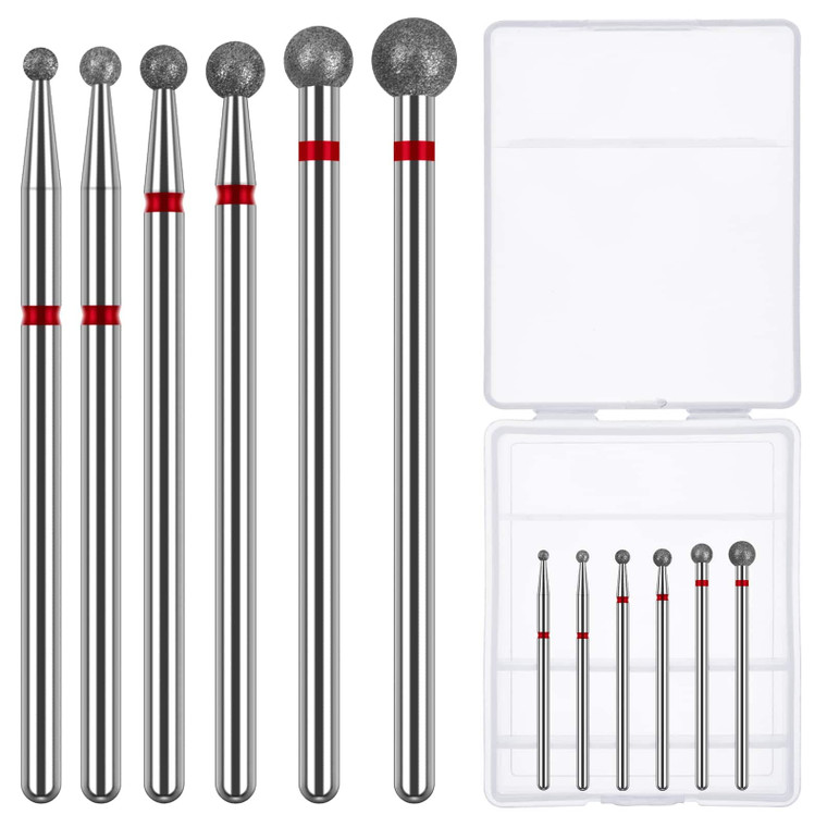 Difenni Cuticle Drill Bit,Nail Drill Bits Flame Cuticle Clean Drill Bit for 3/32''Electric Nail File Machine Cuticle Bit Nail Prep Tool (Red-Ball sha