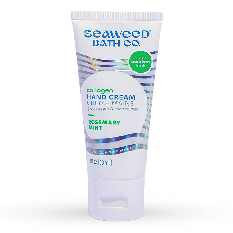 Seaweed Bath Co. Collagen Hand Cream, Rosemary Mint Scent, 2 Ounce, Sustainably Harvested Seaweed, Green Algae, Shea Butter