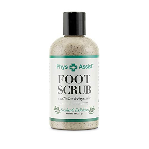 PhysAssist Foot Scrub 8 oz. with Tea Tree, Peppermint Soothes and Exfoliates Promoting a Deep Cooling Sensation Leaving Feet Feeling Calm and Refresh