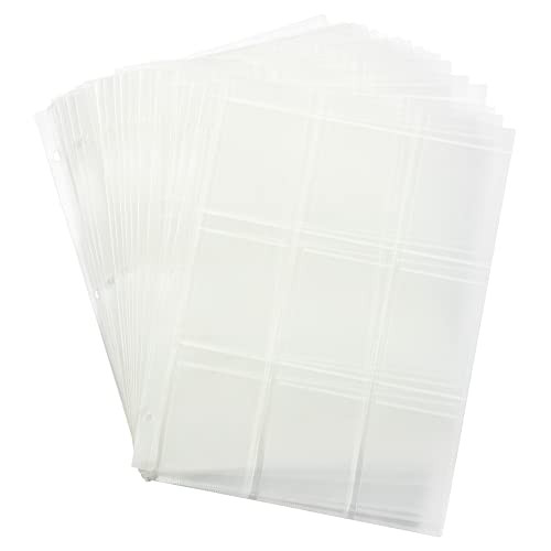 JAM PAPER Plastic Binder Collection Pages - 9 Slots - 9 1/8" x 11 3/8" - 20 Sheets/Pack