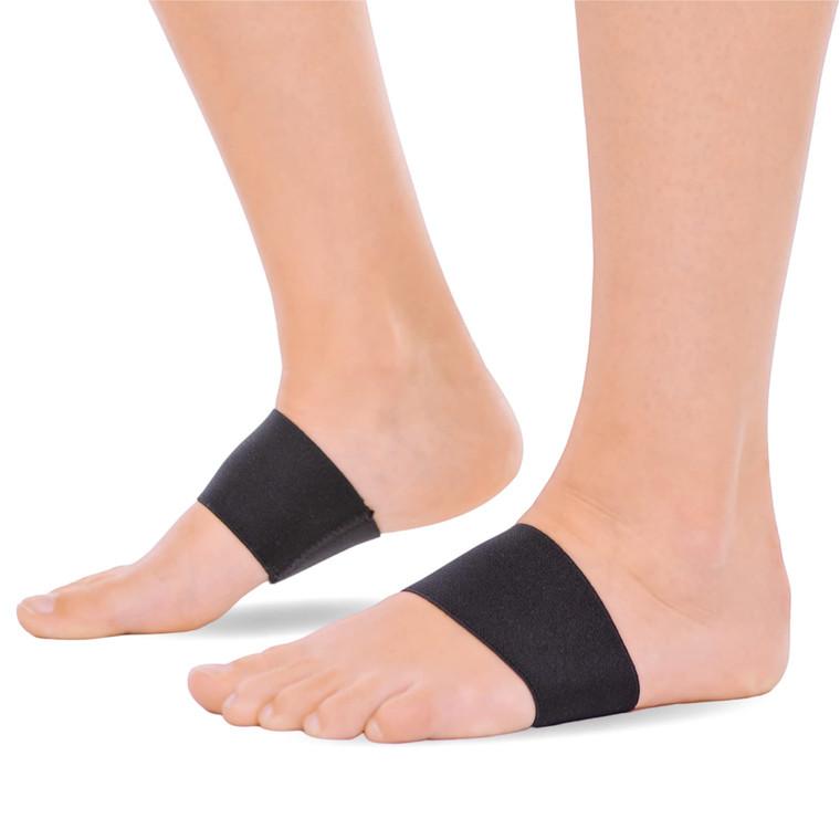 BraceAbility Plantar Fasciitis Arch Support Bands - Pair of Durable Foot Brace Compression Sleeve Inserts for Fallen Arches, Flat Foot Correction, He