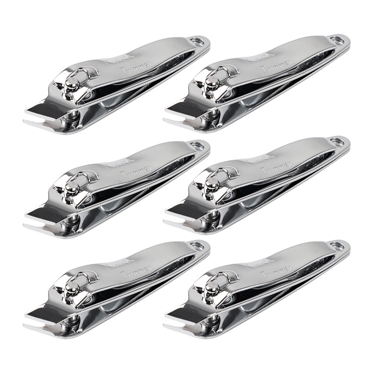 uxcell 6 PCS Sharp Nail Clippers Set, Metal Slanted Edge Toenail Clippers, Silver Tone Fingernail Clipper, Manicure Tool Pedicure Nail Clipper Cutter