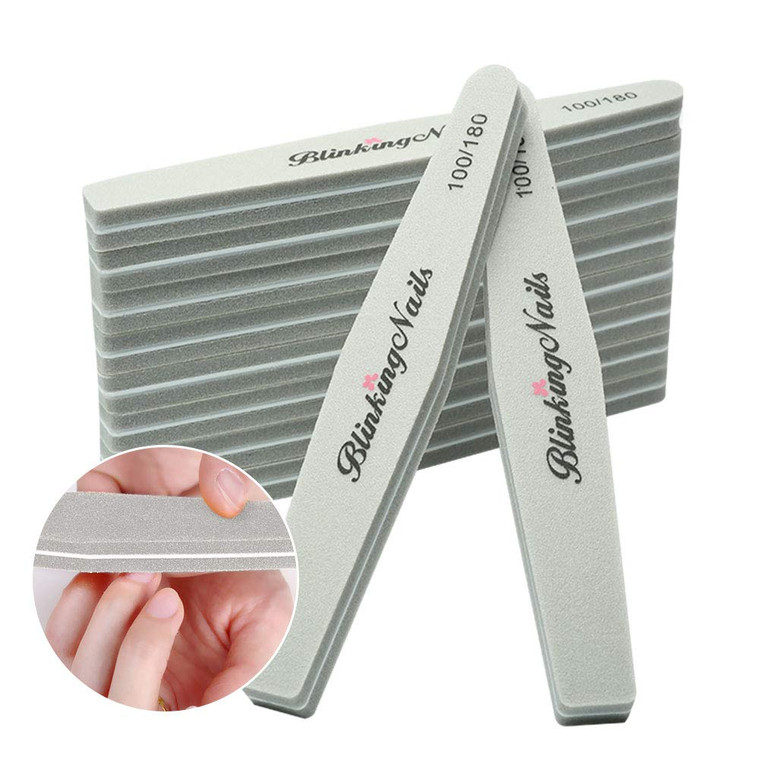 Sponge Nail File and Buffers 10Pcs for Nail Art Care Double Sides Design 100/180 Grit Nail Buffer Professional Manicure Nail Tools Color Gray