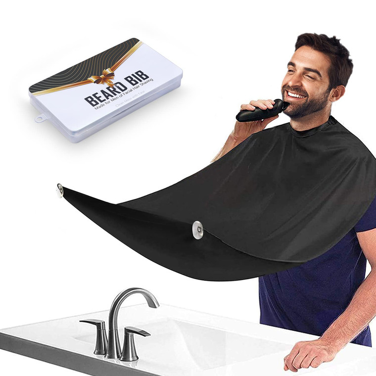 Beard Bib Apron for Men, Valentine's Day Gift Beard Trimming Catcher Bib for Shaving & Hair Clippings, Waterproof Non-Stick Hair Catcher Grooming Clo